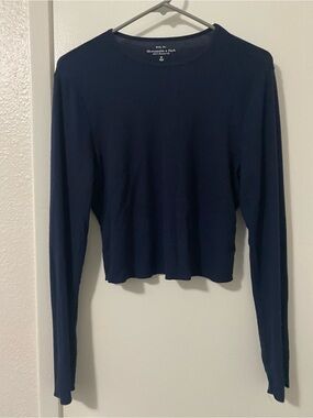 abercrombie & fitch navy blue long sleeve baby tee